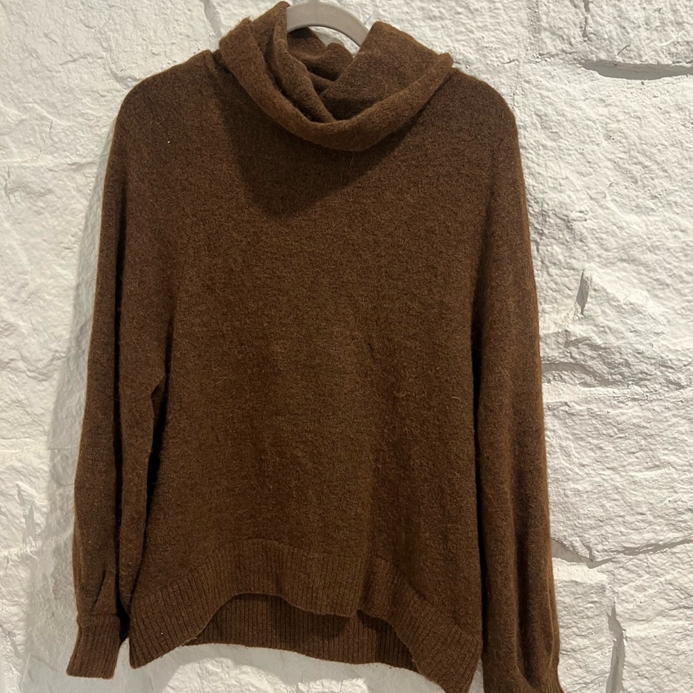 Babaton Aritzia Rich Brown Cowl Neck Sweater